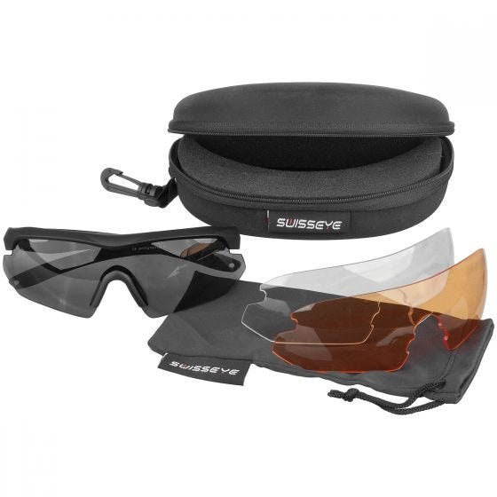 Swiss Eye Nighthawk Sunglasses - Smoke + Orange + Clear Lens / Black Rubber Frame