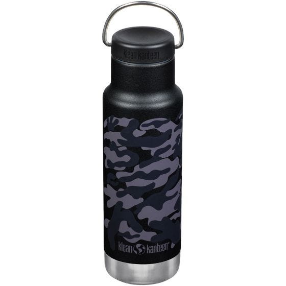 Klean Kanteen 355ml Classic Vacuum Insulated Bottle Loop Cap Black Camo