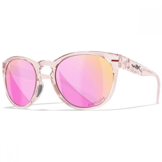 Wiley X WX Covert Glasses - Captivate Polarized Rose Gold Lenses / Gloss Crystal Blush Frame