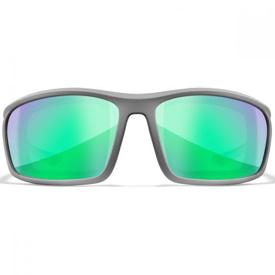 Wiley X WX Grid Glasses - Captivate Polarized Green Mirror Lenses / Matte Cool Grey Frame