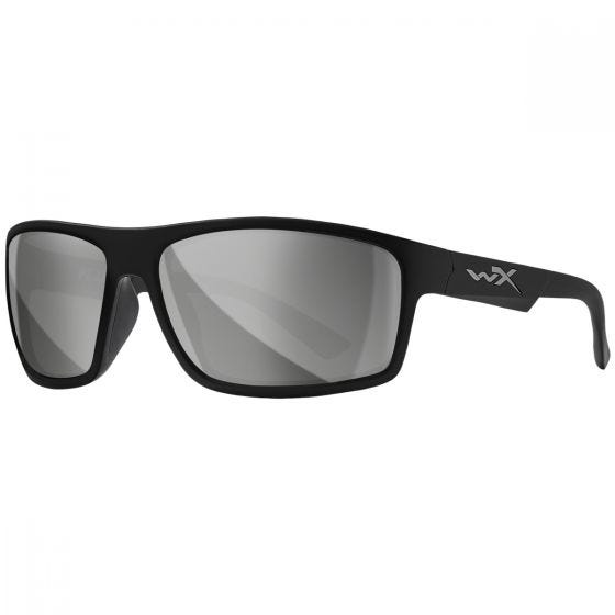 Wiley X WX Peak Glasses - Silver Flash Lenses / Gloss Black Frame