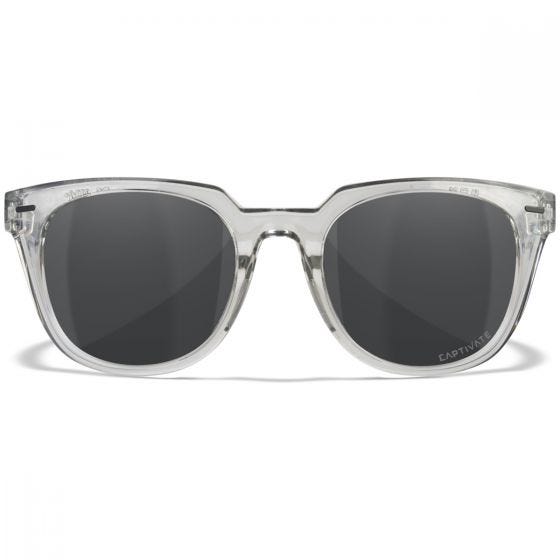 Wiley X WX Ultra Glasses - Captivate Polarized Grey Lenses / Gloss Crystal Light Grey Frame