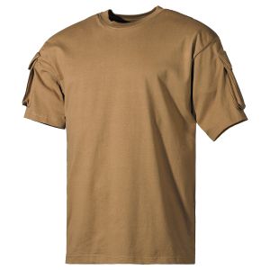 MFH US Short Sleeved T-Shirt with Sleeve Pockets Coyote