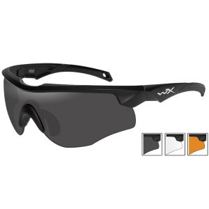 Wiley X WX Rogue Glasses - Smoke Grey + Clear + Light Rust Lens / Matte Black Frame