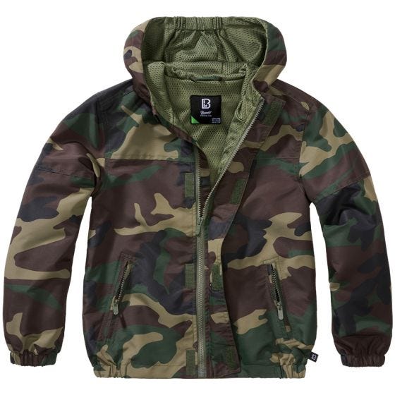 Brandit Kids Summer Windbreaker Front Zip Woodland