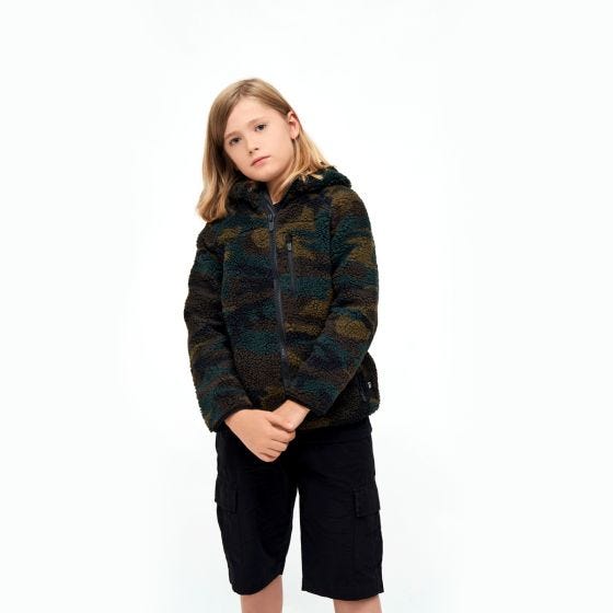 Brandit Kids Teddyfleece Hooded Jacket Woodland