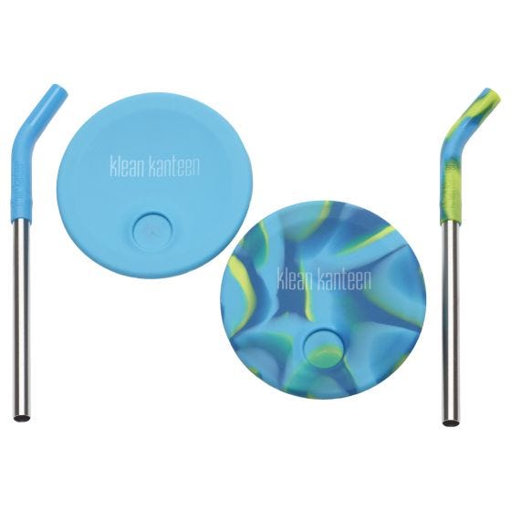 Klean Kanteen Kid's Cup Straw Lid 2-Pack Blue/Blue Tie Dye