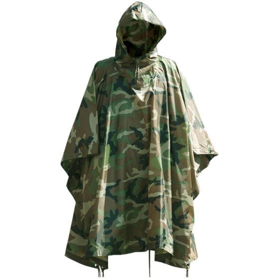 Waterproof Poncho Ripstop Woodland