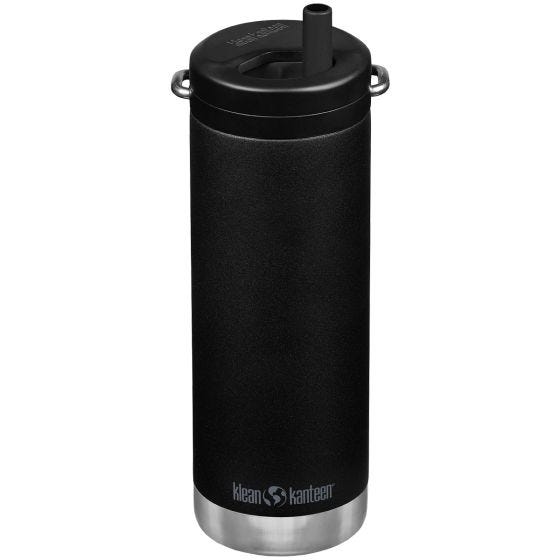 Klean Kanteen TKWide 473ml Insulated Bottle Twist Cap w/Straw Black