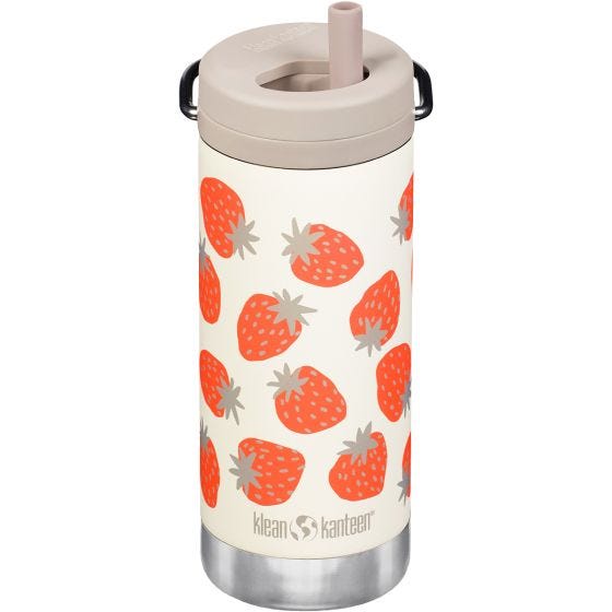 Klean Kanteen TKWide 355ml Insulated Bottle Twist Cap w/Straw Strawberries