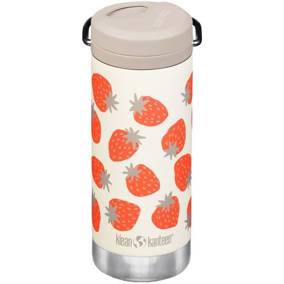 Klean Kanteen TKWide 355ml Insulated Bottle Twist Cap w/Straw Strawberries
