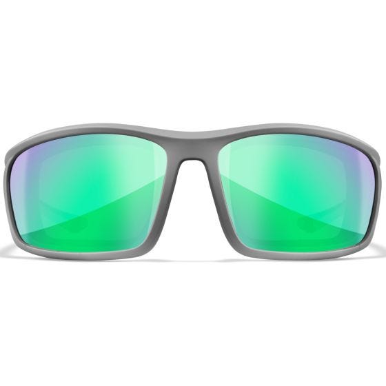 Wiley X WX Grid Glasses - Captivate Polarized Green Mirror Lenses / Matte Cool Grey Frame