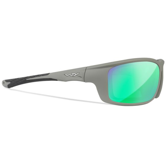 Wiley X WX Grid Glasses - Captivate Polarized Green Mirror Lenses / Matte Cool Grey Frame