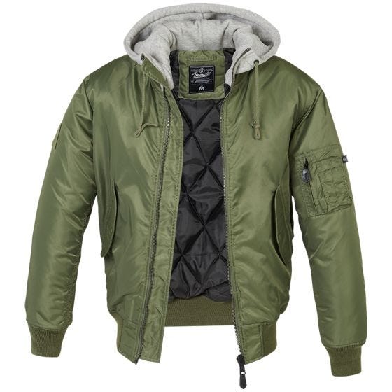 Brandit MA1 Sweat Hooded Jacket Olive/Grey