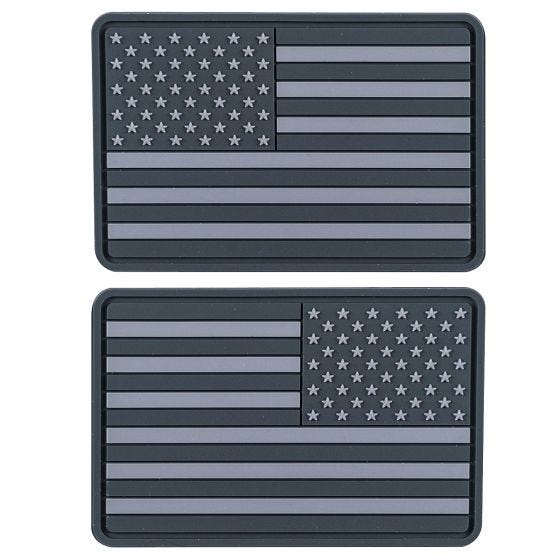 Helikon Small Subdued USA Flag PVC Patch (Pack of 2) Grey