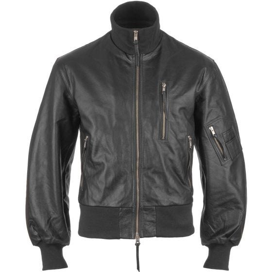 Mil-Tec German Army Leather Flight Jacket Black